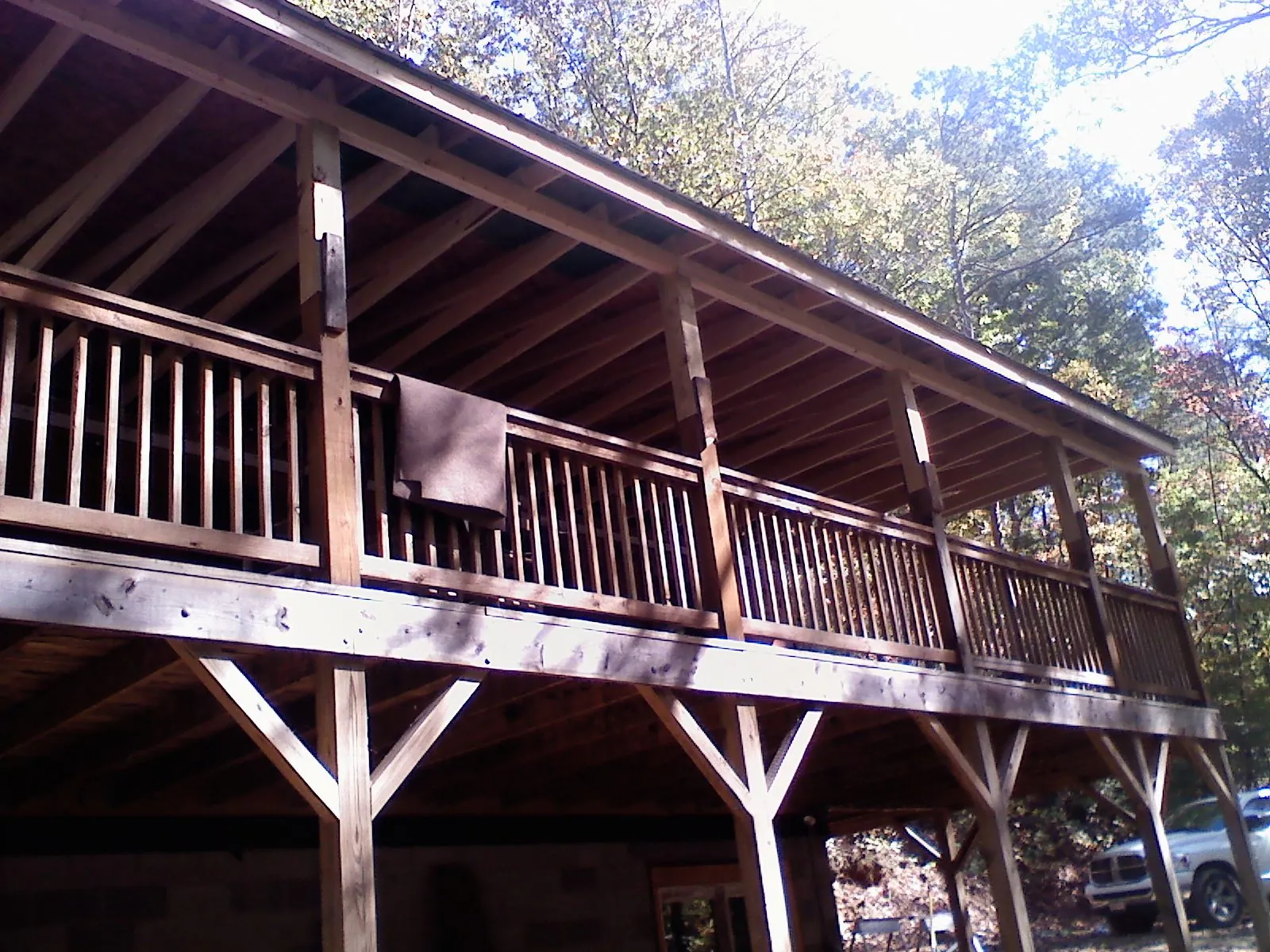 Timber framing under a new elevated porch and deck — Roof Leak Repair in Fairbury by Roofing Brothers